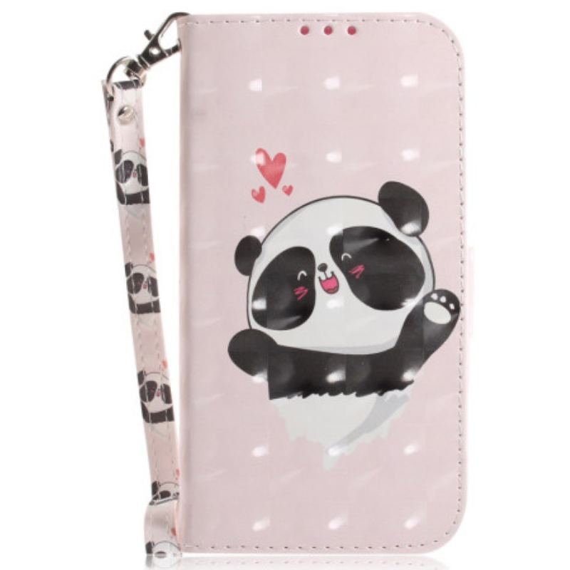 Flip Cover Til iPhone 16 Pro Max Panda Love Med Rem