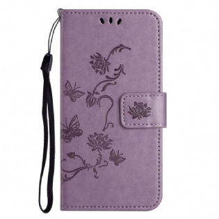 Flip Cover Til iPhone 16 Pro Max Sommerfugle Og Blomster