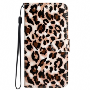 Læder Cover iPhone 16 Pro Max Leopardmønster Med Rem