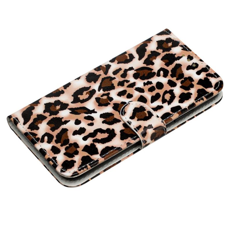 Læder Cover iPhone 16 Pro Max Leopardmønster Med Rem