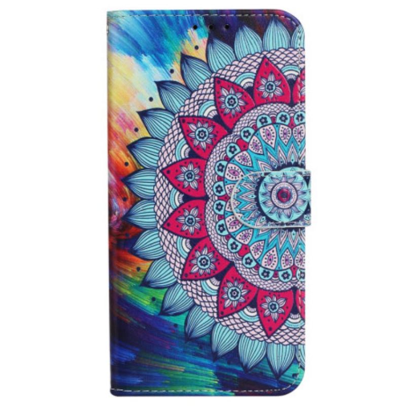 Læder Cover iPhone 16 Pro Max Mandala Blomst Med Rem