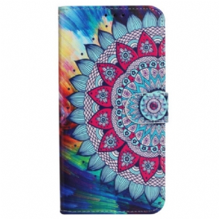 Læder Cover iPhone 16 Pro Max Mandala Blomst Med Rem