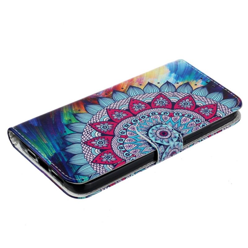 Læder Cover iPhone 16 Pro Max Mandala Blomst Med Rem