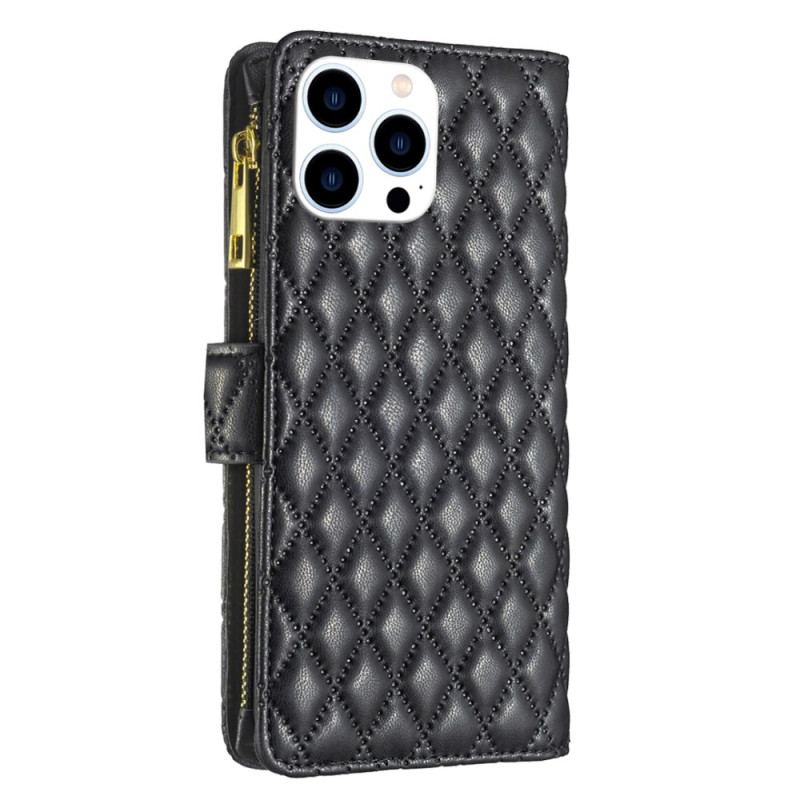 Læder Cover iPhone 16 Pro Max Telefon Etui Binfen Farve Quiltet Pung