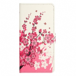 Læder Cover iPhone 16 Pro Max Telefon Etui Blommeblomster