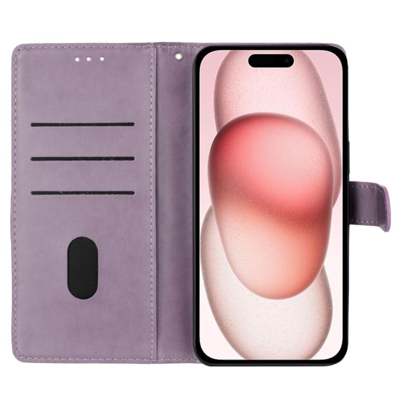 Læder Cover iPhone 16 Pro Max Telefon Etui Blomster Og Sommerfugle