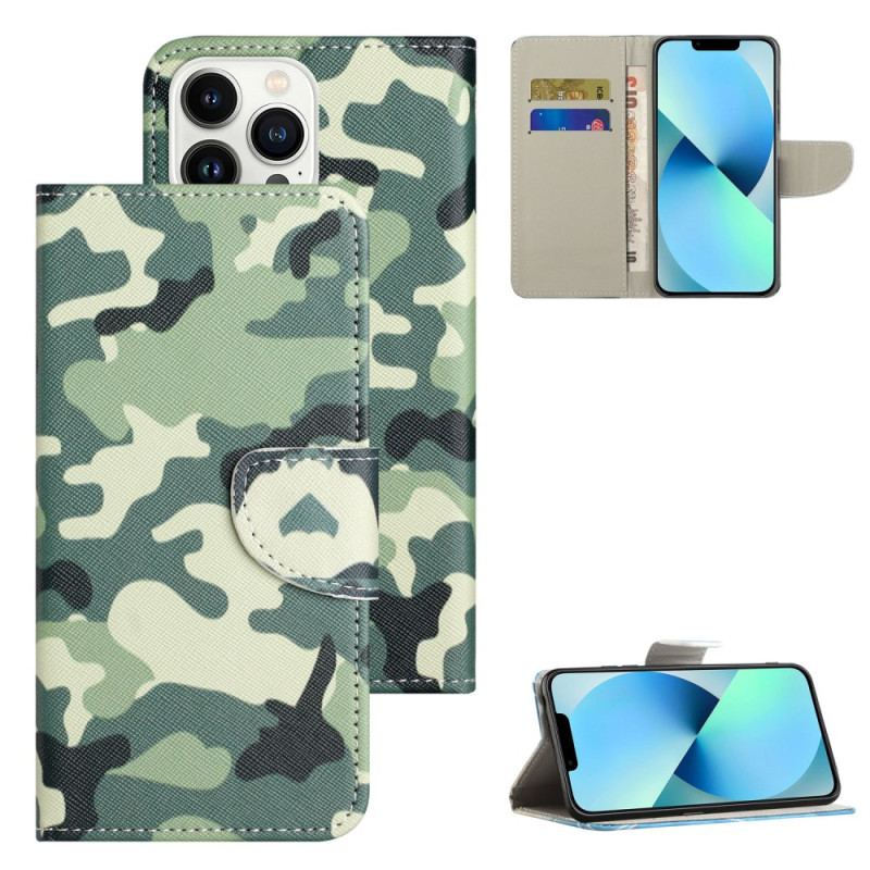 Læder Cover iPhone 16 Pro Max Telefon Etui Camouflage