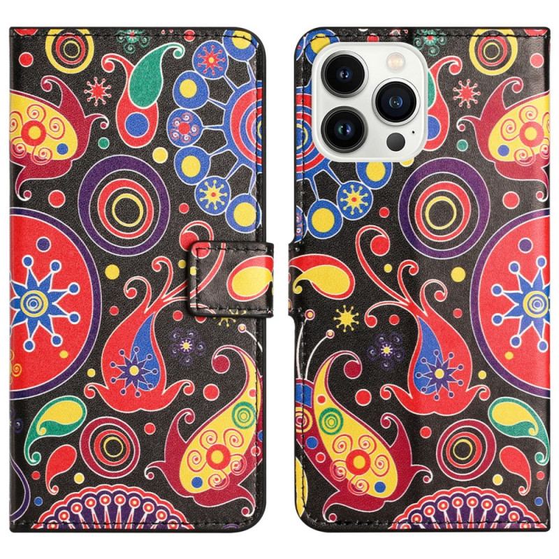 Læder Cover iPhone 16 Pro Max Telefon Etui Galaxy Mønster