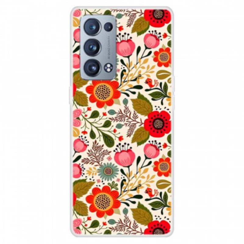 Cover Oppo Reno 6 Pro 5G Fleksibelt Silikone Blomstermønster