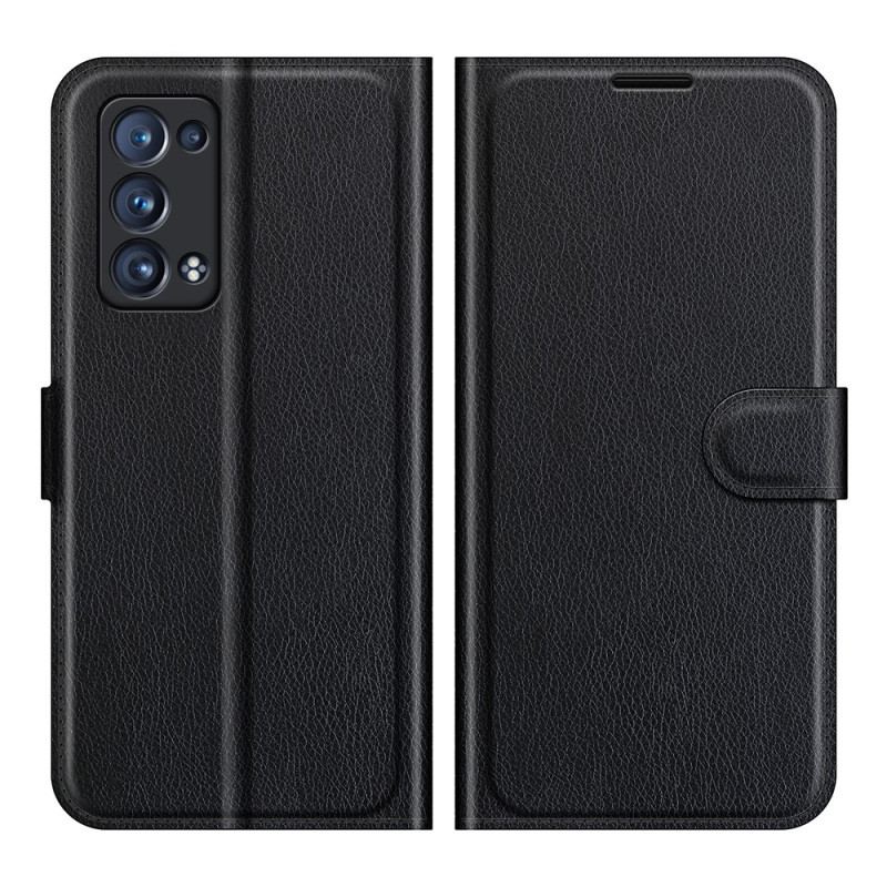 Flip Cover Oppo Reno 6 Pro 5G Klassisk Litchi Tekstur