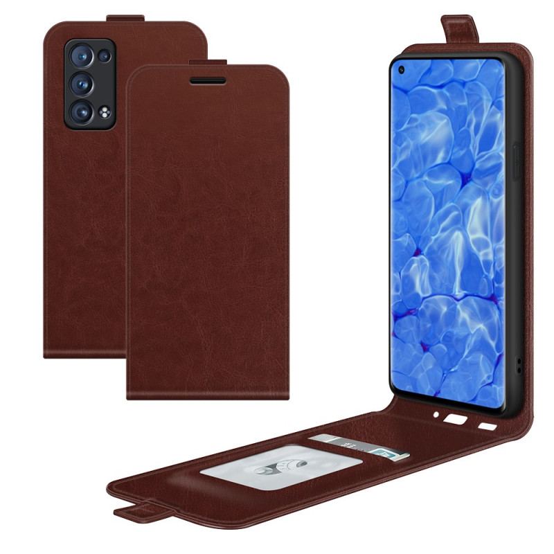 Flip Cover Oppo Reno 6 Pro 5G Klassisk Lychee Texture Lodret Lukning