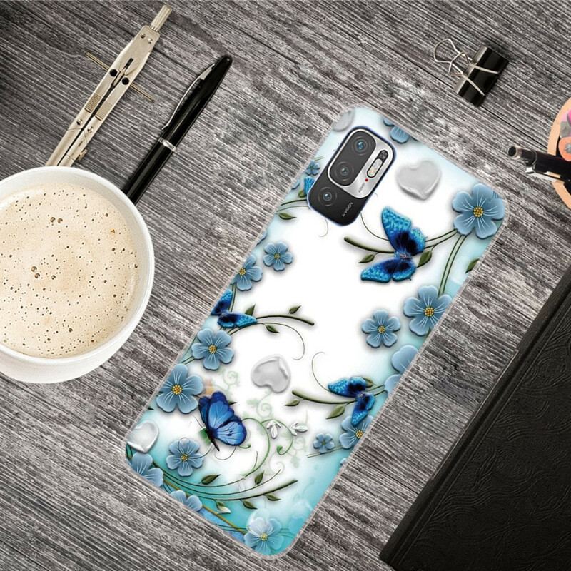 Cover Xiaomi Redmi Note 10 5G Retro Sommerfugle Og Blomster