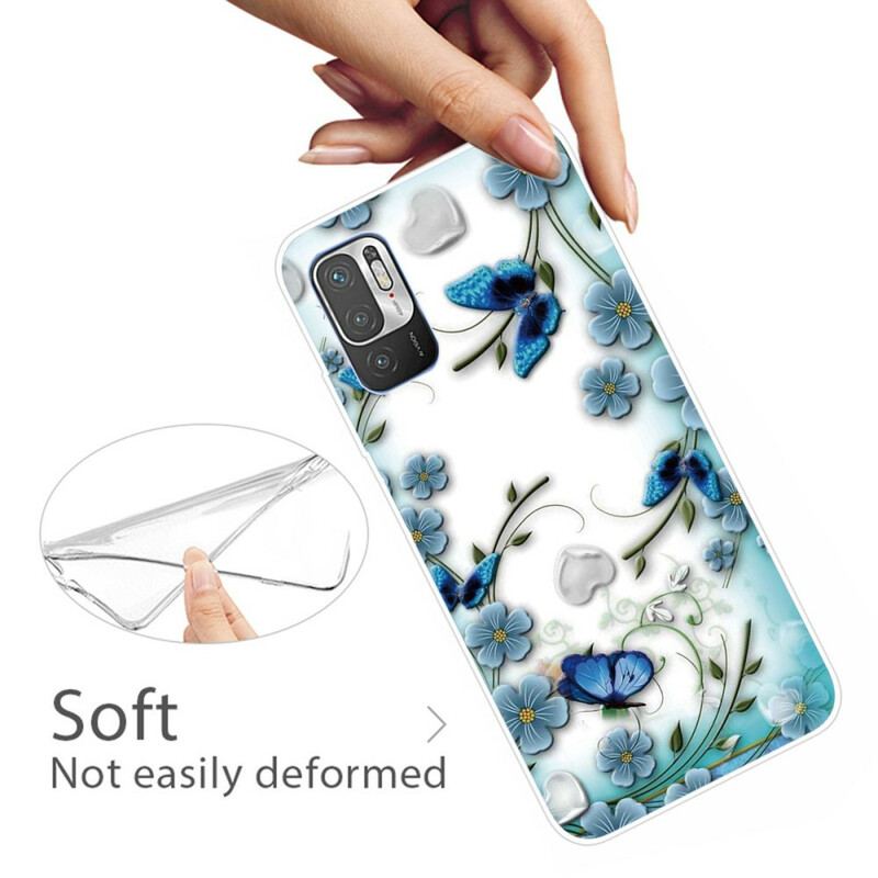 Cover Xiaomi Redmi Note 10 5G Retro Sommerfugle Og Blomster