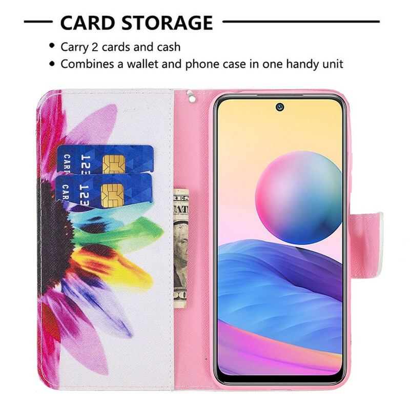 Flip Cover Xiaomi Redmi Note 10 5G Akvarel Blomst