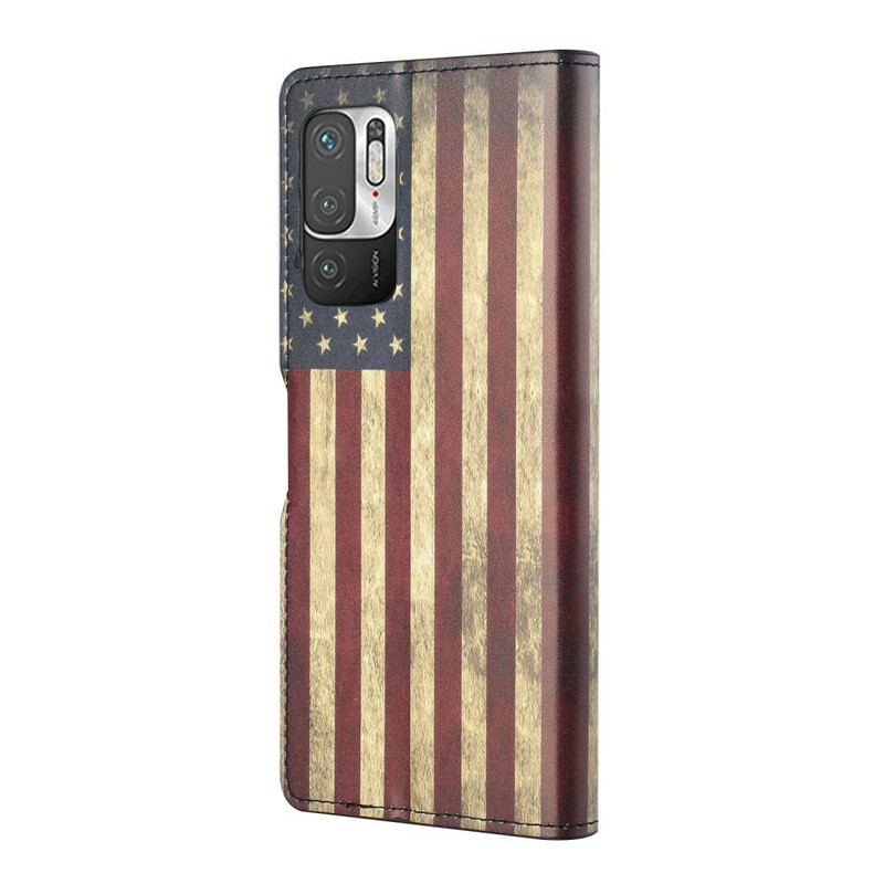 Læder Cover Xiaomi Redmi Note 10 5G Amerikansk Flag