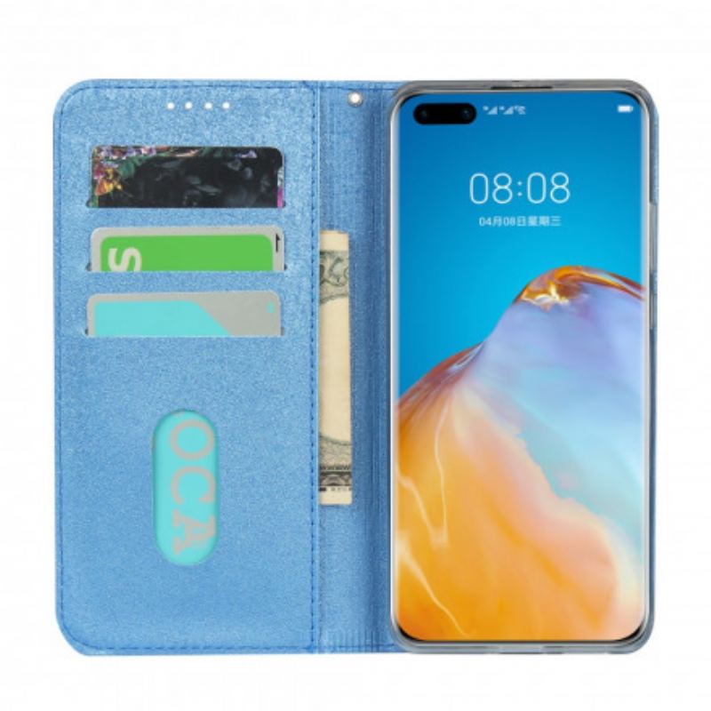 Cover Huawei P40 Pro Flip Cover Blødt Læderstil Med Rem