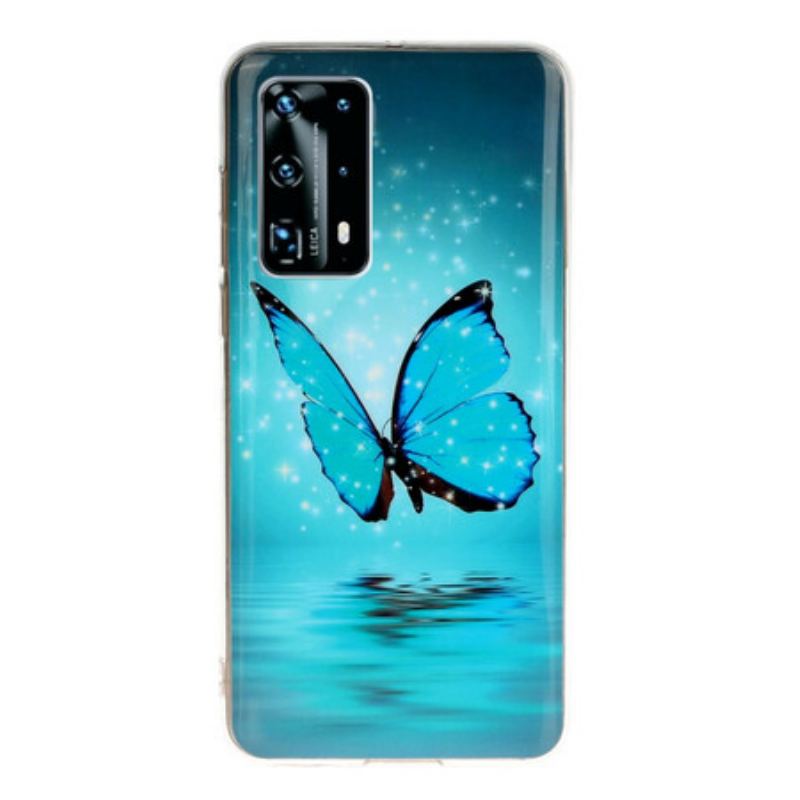 Cover Huawei P40 Pro Fluorescerende Blå Sommerfugl