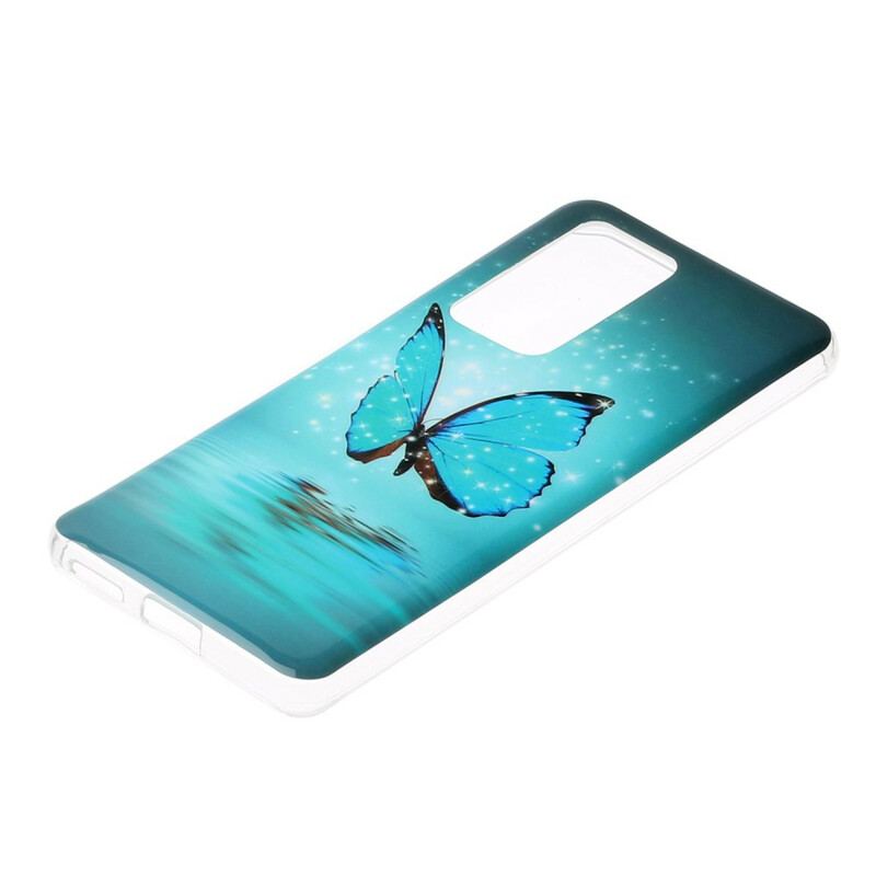 Cover Huawei P40 Pro Fluorescerende Blå Sommerfugl