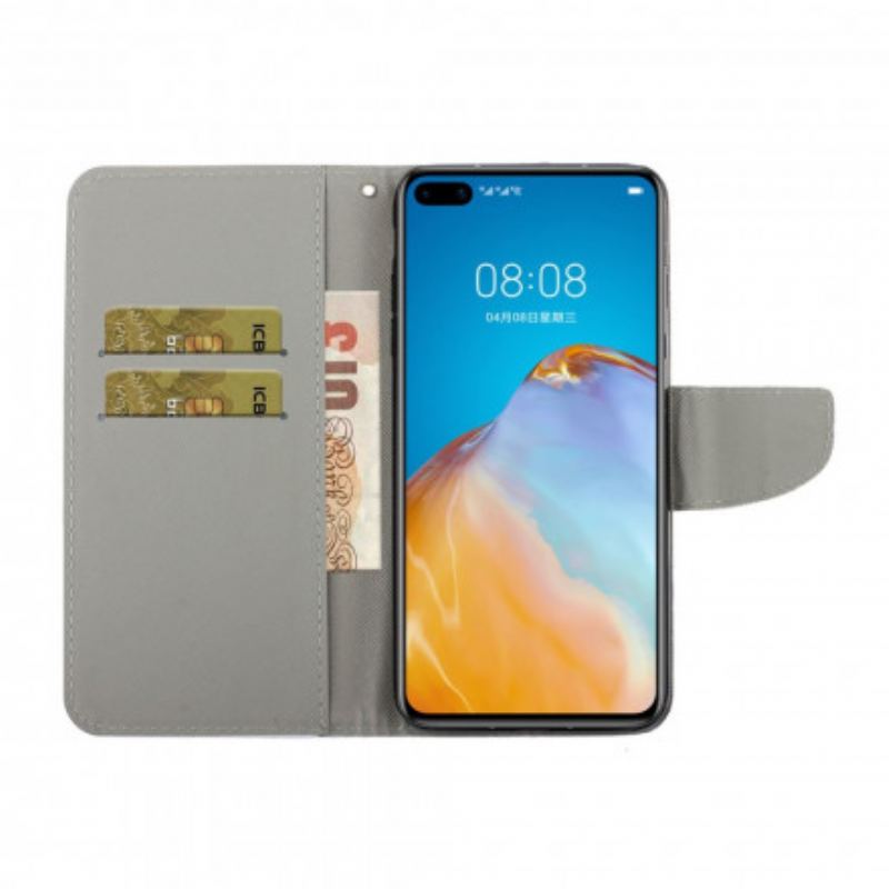 Læder Cover Huawei P40 Pro Patchwork Mandalaer Med Snor