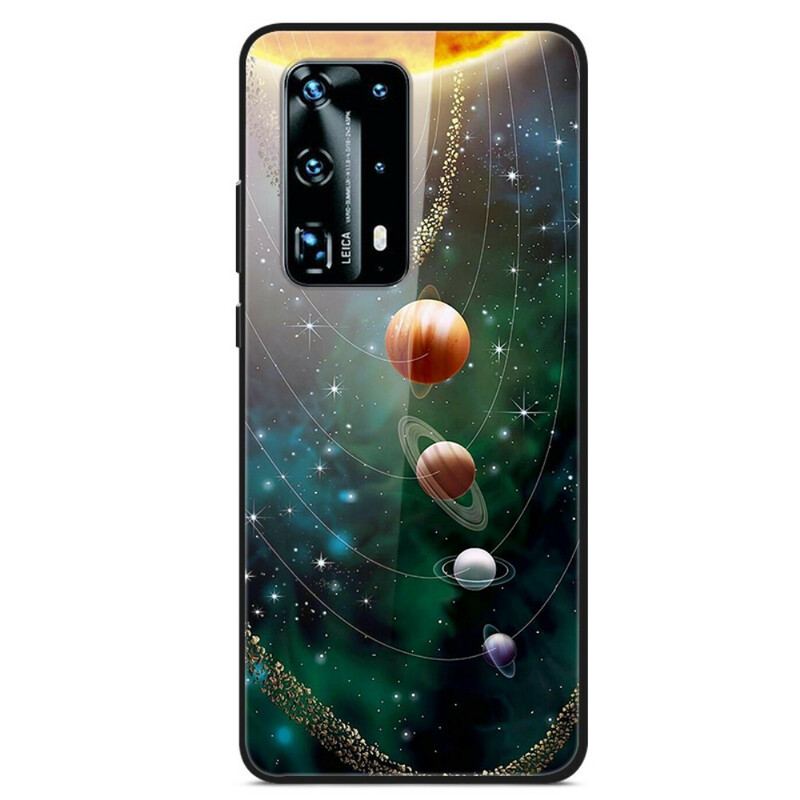 Mobilcover Huawei P40 Pro Solsystemet Planet Hærdet Glas