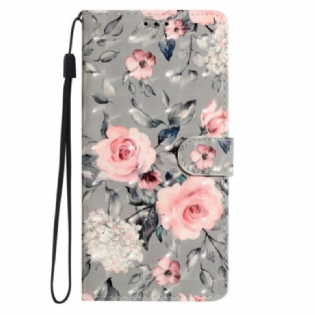 Flip Cover Samsung Galaxy A16 5g Rosa Blomster Mønster