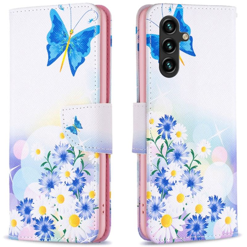 Flip Cover Samsung Galaxy A16 5g Sommerfugl Og Blomster Akvarel