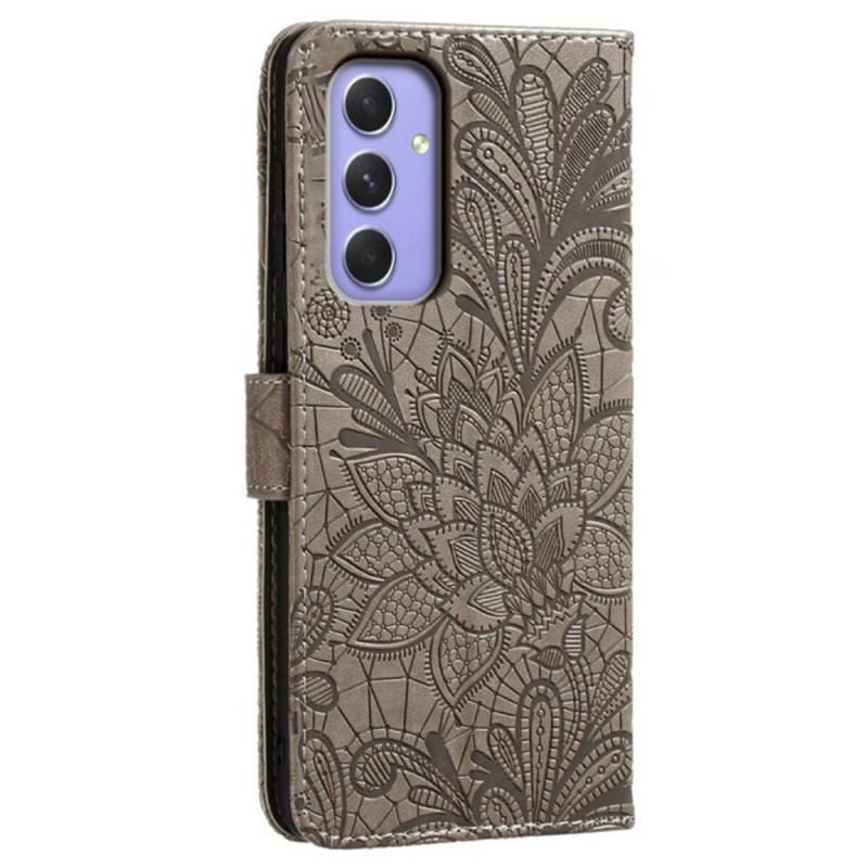 Flip Cover Til Samsung Galaxy A16 5g Blomstermønster Og Rem