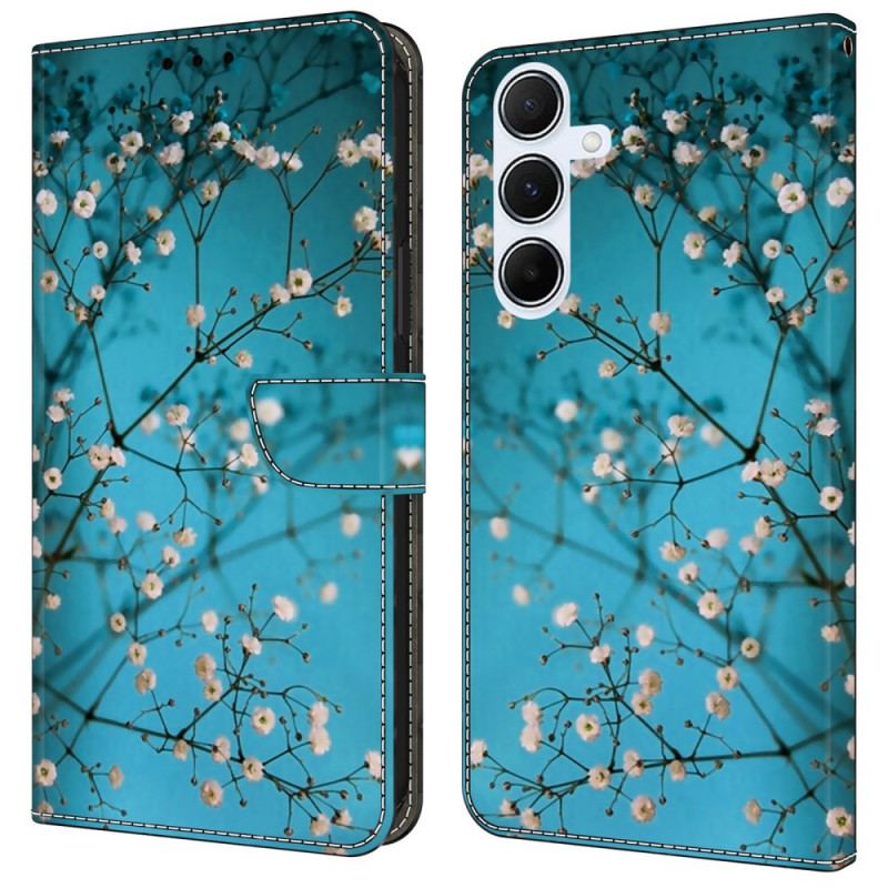 Læder Cover Samsung Galaxy A16 5g Telefon Etui Blomstrende Grene