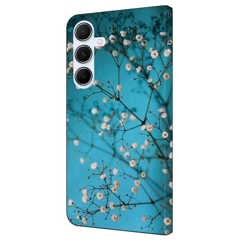 Læder Cover Samsung Galaxy A16 5g Telefon Etui Blomstrende Grene