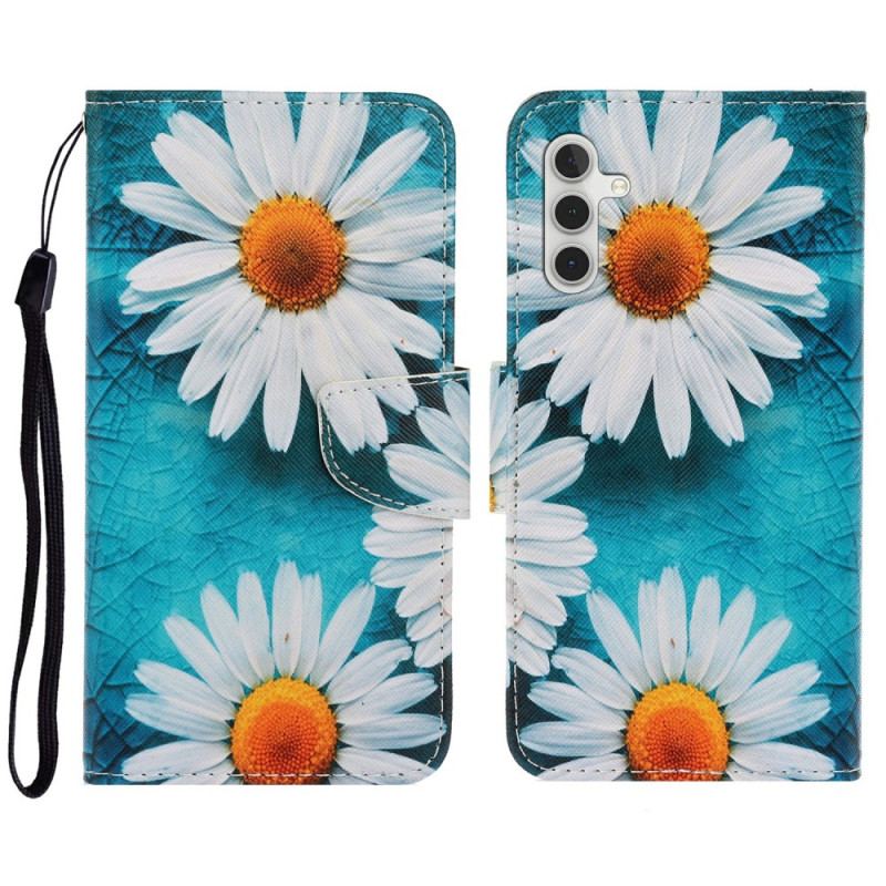 Læder Cover Samsung Galaxy A16 5g Telefon Etui Krysantemum