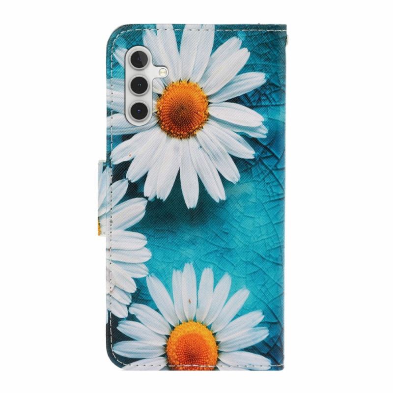 Læder Cover Samsung Galaxy A16 5g Telefon Etui Krysantemum