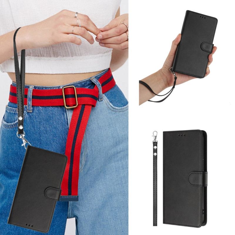 Læder Cover Samsung Galaxy A16 5g Telefon Etui Rfid-lanyard-pung