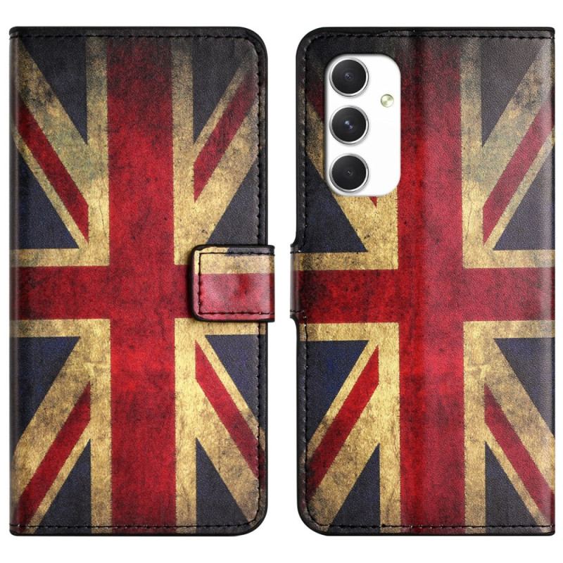 Læder Cover Samsung Galaxy A16 5g Telefon Etui Vintage Engelsk Flag