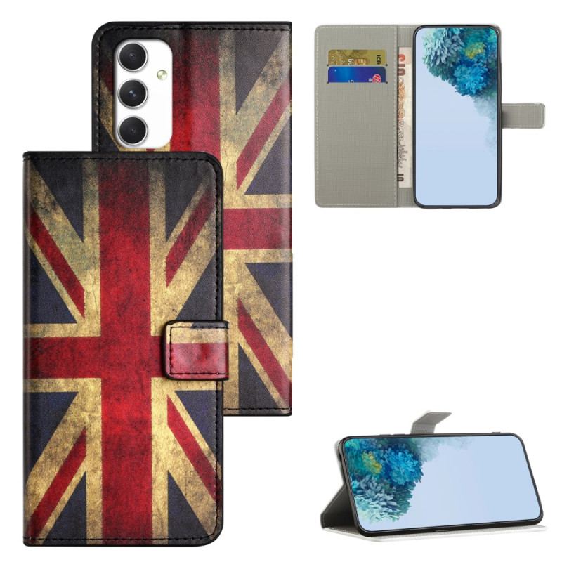 Læder Cover Samsung Galaxy A16 5g Telefon Etui Vintage Engelsk Flag