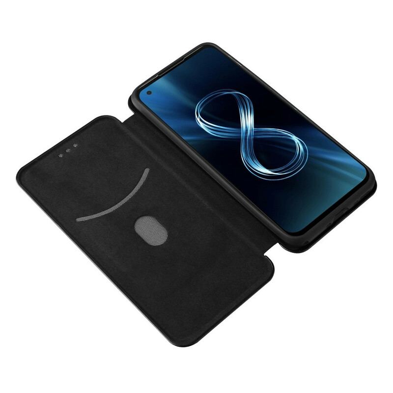 Cover Asus Zenfone 8 Flip Cover Kulfiber Med Støttering