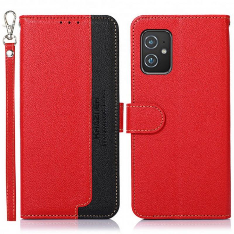 Flip Cover Asus Zenfone 8 Lychee Style Rfid Khazneh