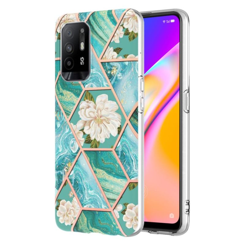 Cover Oppo A94 5G Farverig Geometrisk Marmor