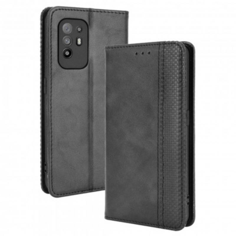 Cover Oppo A94 5G Flip Cover Stiliseret Vintage Lædereffekt