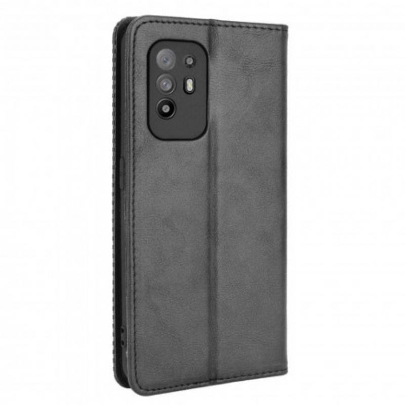 Cover Oppo A94 5G Flip Cover Stiliseret Vintage Lædereffekt