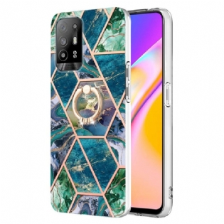 Cover Oppo A94 5G Geometrisk Marmor Med Ring