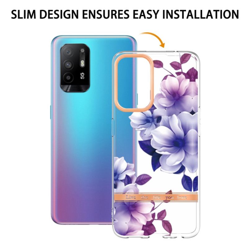 Cover Oppo A94 5G Violet Blomster