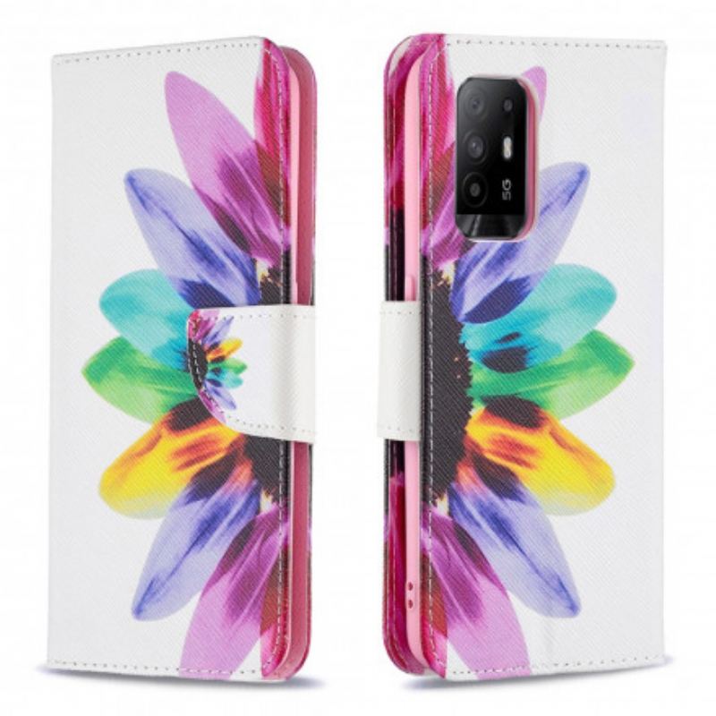 Flip Cover Oppo A94 5G Akvarel Blomst