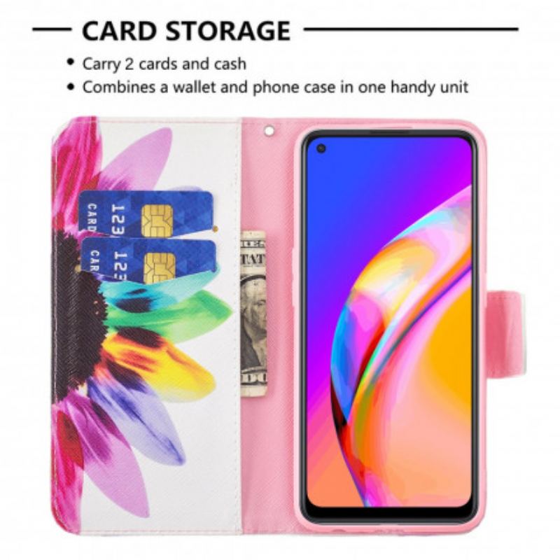 Flip Cover Oppo A94 5G Akvarel Blomst