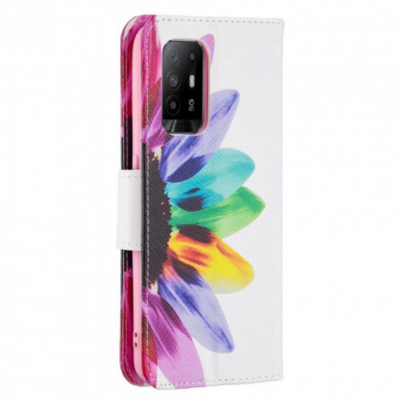 Flip Cover Oppo A94 5G Akvarel Blomst