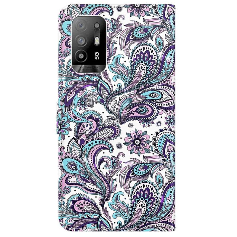 Flip Cover Oppo A94 5G Blomstermønstre Med Rem