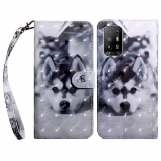 Flip Cover Oppo A94 5G Husky Hund Med Snor