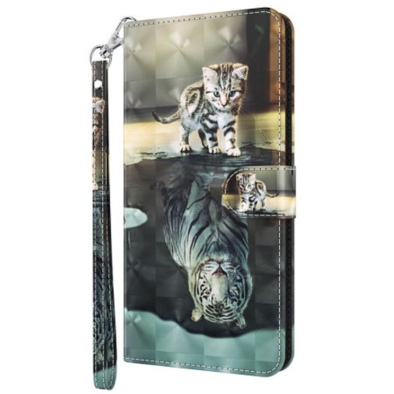 Flip Cover Oppo A94 5G Kat Og Tiger Med Snor