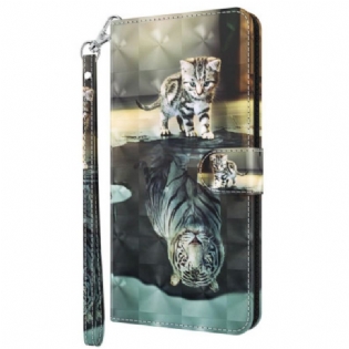 Flip Cover Oppo A94 5G Kat Og Tiger Med Snor