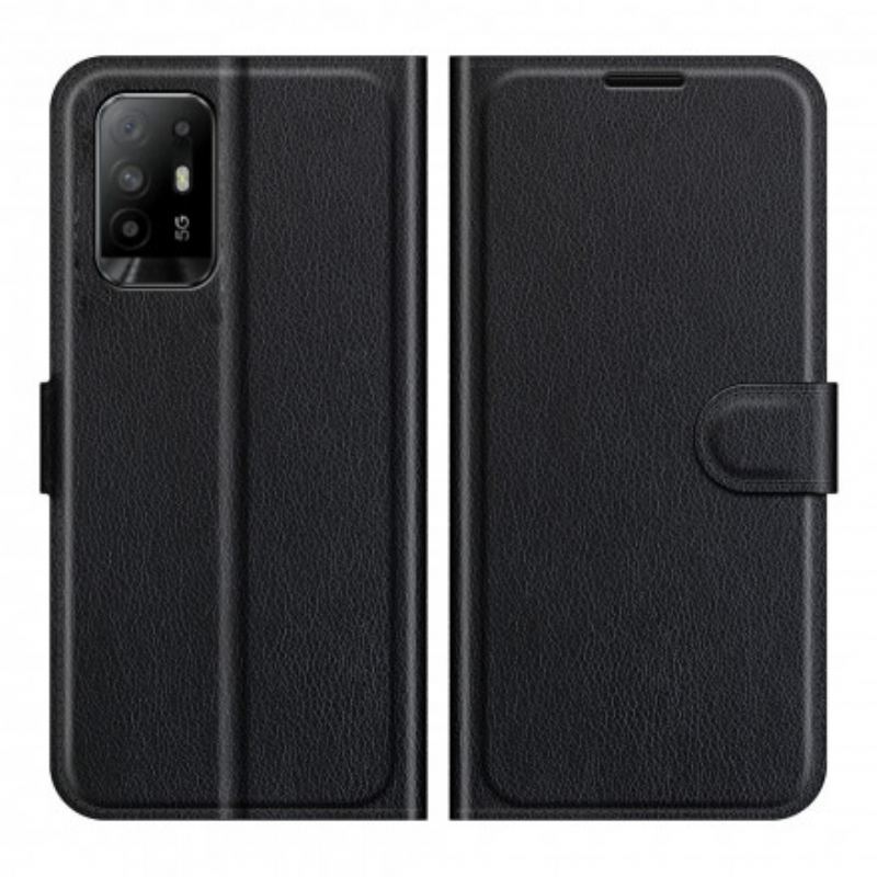 Flip Cover Oppo A94 5G Klassisk Litchi Imiteret Læder