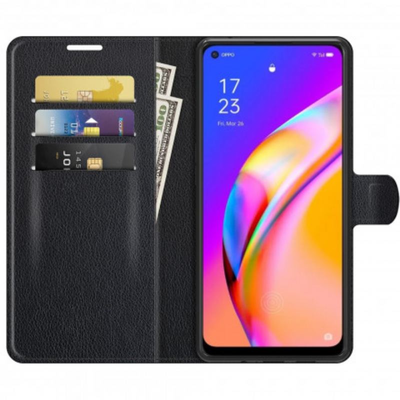 Flip Cover Oppo A94 5G Klassisk Litchi Imiteret Læder